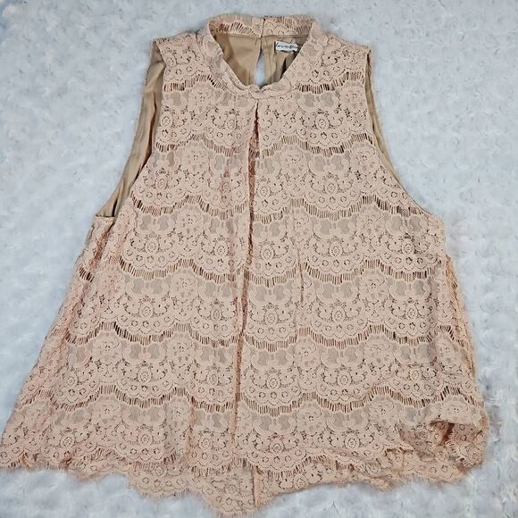 Love Fire Pink Blush Lace Tank Size M/L - Picture 1 of 8